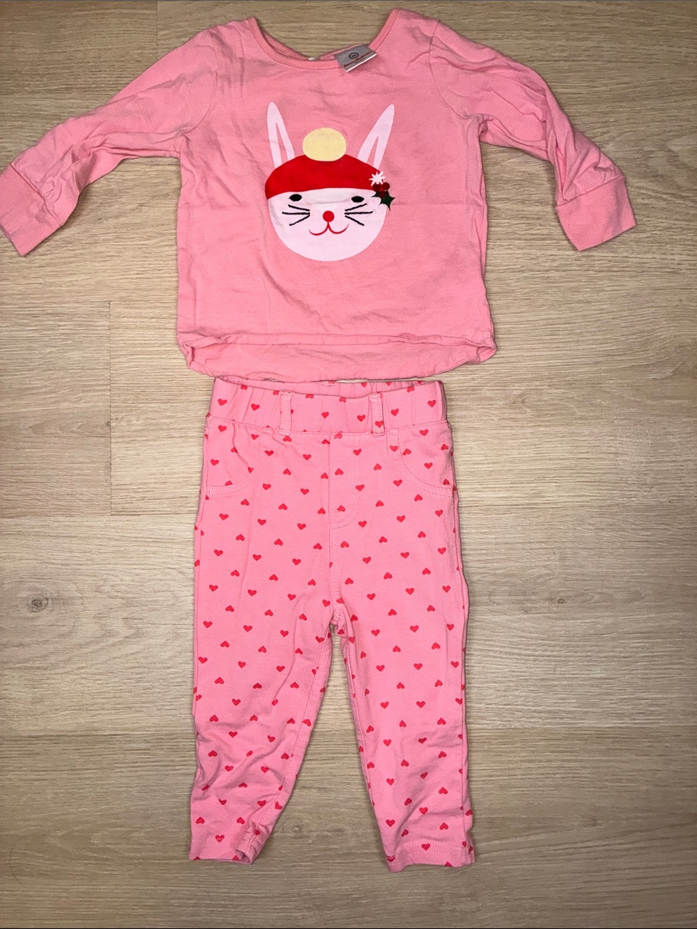 Hanna Andersson Pink Bunny Face Long-Sleeve Tee & Heart Print Pants